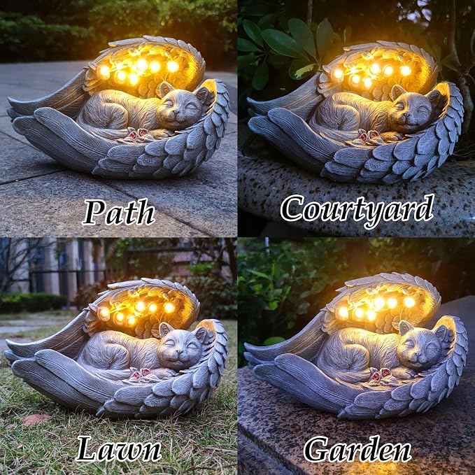 Solar Cat Garden Statues Outdoor Décor-Cat Figurines Solar LED Light Lawn - Image 6