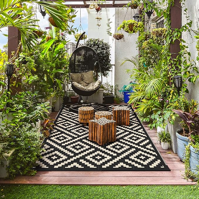GENIMO 5x8 Outdoor Rug Waterproof, Reversible Mats, Area Rug, Plastic Outside - Image 3
