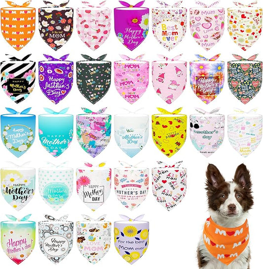 30 Pack Mothers Day Dog Bandanas Bulk by Bestwishforyou