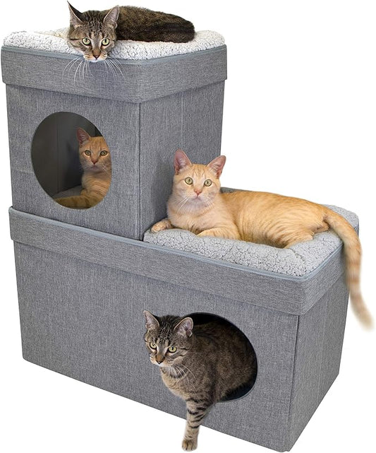 Kitty City Large Stackable Cat Condo & Cube House, Modular Indoor Cat Furniture by KittyCity