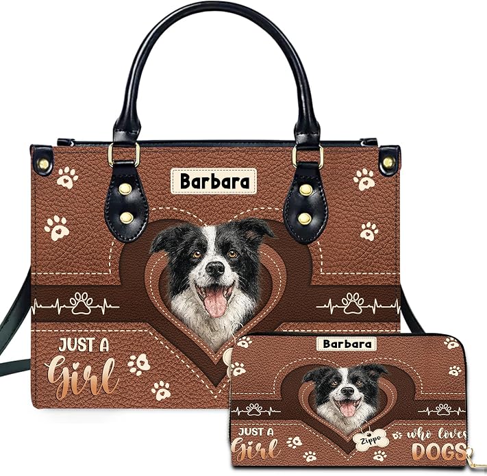 Personalized Pet Mom Leather Handbag – Custom Name Dog Cat Photo Purse by Encycom