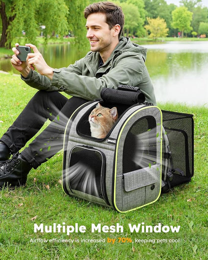 Pecute Cat Backpack Carrier Expandable, Foldable Pet Backpack - Image 6