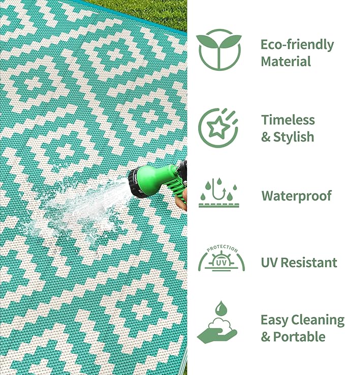 GENIMO Outdoor Rug for Patio Clearance, Reversible Plastic Straw Rugs for RV - Image 5