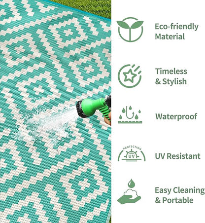 GENIMO Outdoor Rug for Patio Clearance, Reversible Plastic Straw Rugs for RV - Image 5