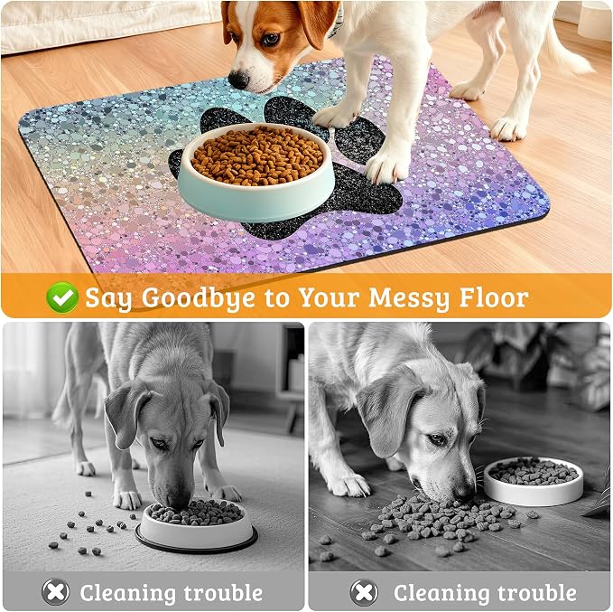 Pet Feeding Mat, Dog Paw Absorbent Dog Cat Food Mat Dog Mat - Image 4