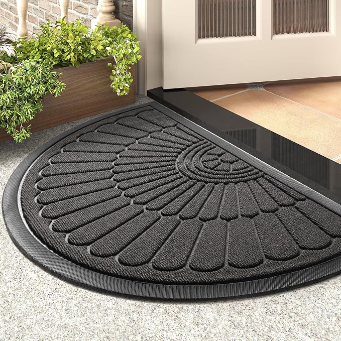 tchdio Door Mat Outdoor Indoor Entrance Doormat-Semicircular Durable Rubber Non by Tchdio