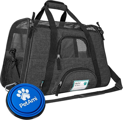 PetAmi Airline Approved Soft Sided Dog & Cat Carrier, Ventilated Pet Carrying by PetAmi