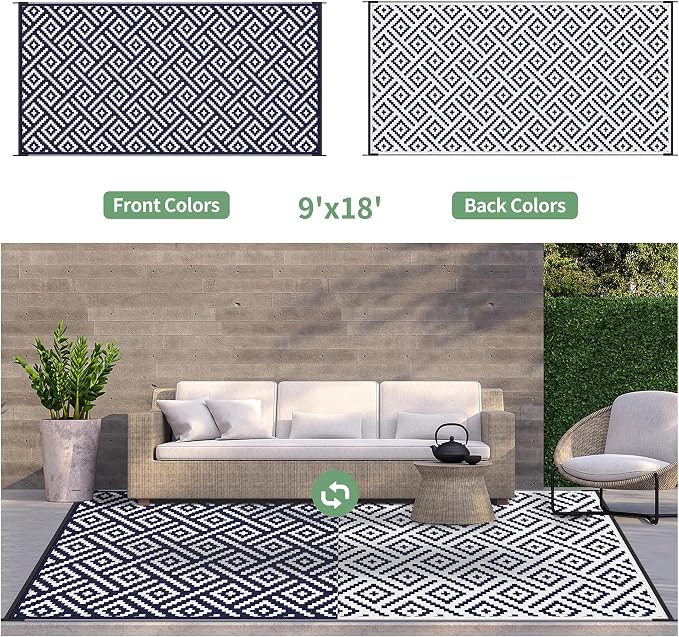 GENIMO Outdoor Rug for Patio Clearance, Reversible Plastic Straw Rugs for RV - Image 4