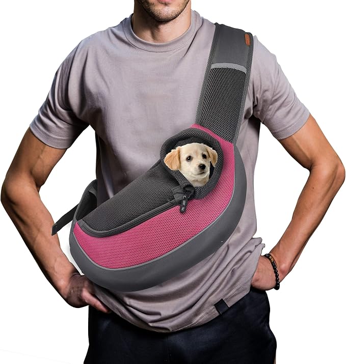 FDJASGY Pet Sling Carrier for Small Dogs Cats, Breathable Mesh Travelling Hand by FDJASGY