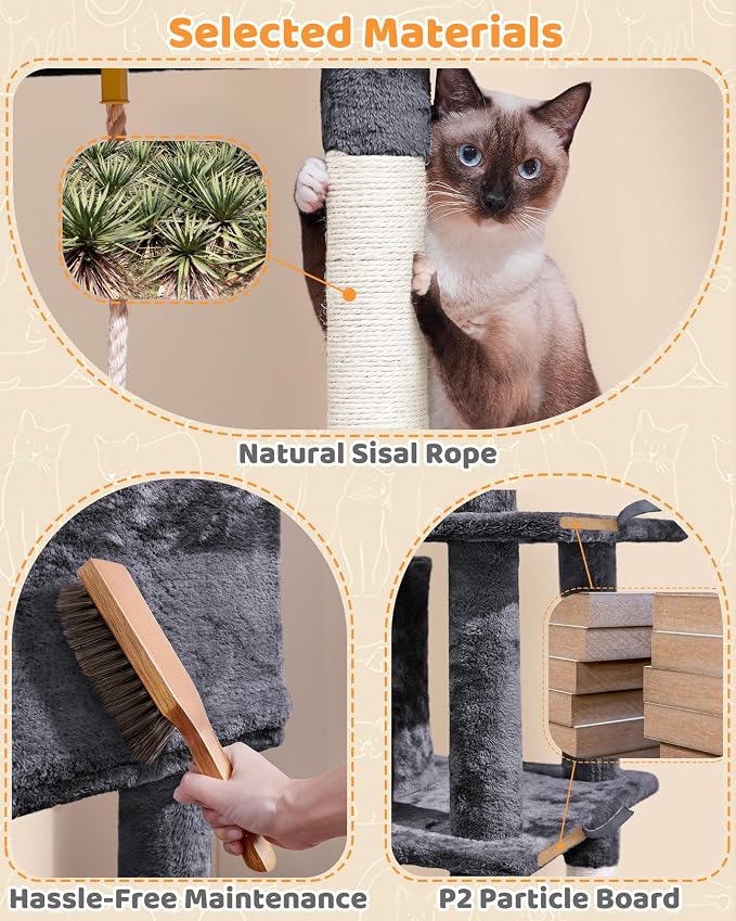 Yaheetech Large Multi-Level Cat Tree, 63 Inches Tall - Image 7