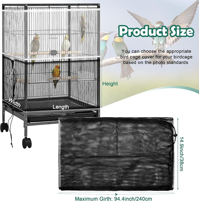 2 Pack Bird Cage Seed Catcher Guard, Bird Cage Cover, Heavy Duty Adjustable - Image 2
