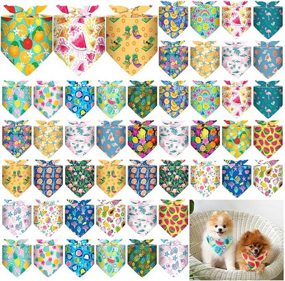 Sanwuta 48 Pcs Dog Bandana Bulk Summer Scarf Washable Flamingo Dogs Bibs by Sanwuta