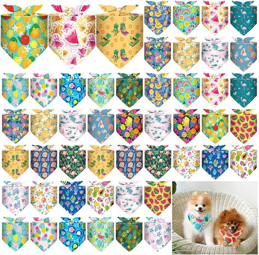 Sanwuta 48 Pcs Dog Bandana Bulk Summer Scarf Washable Flamingo Dogs Bibs by Sanwuta