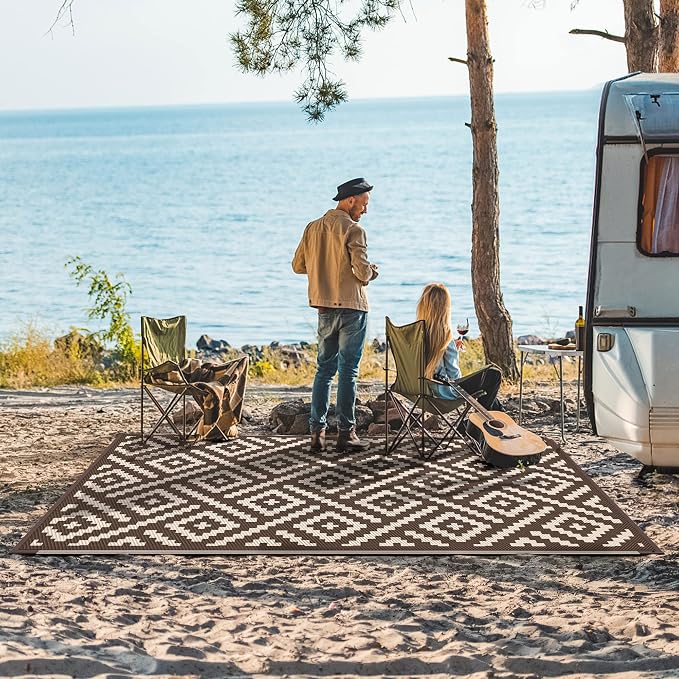 GENIMO Outdoor Rug for Patio Clearance, Reversible Plastic Straw Rugs for RV - Image 2