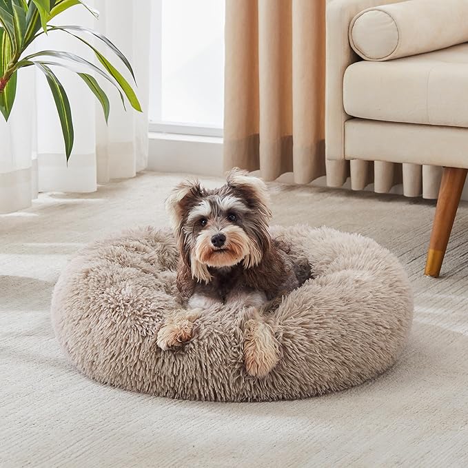 Calming Dog Bed & Cat Bed, Anti-Anxiety Donut Cuddler Warming Cozy Soft Round - Image 2