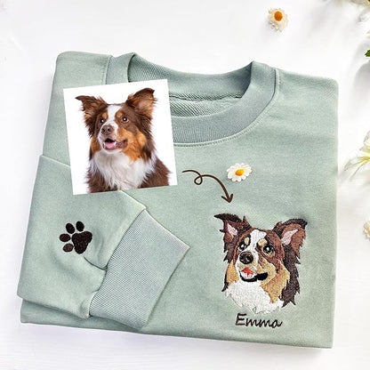GODLOVER Custom Embroidered Dog Mom Sweatshirt and Hoodie, Line Art Dog Cat - Image 5