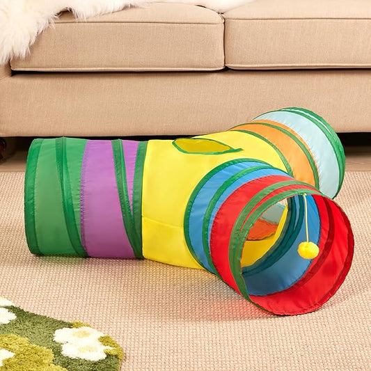 Tempcore Pet Cat Tunnel Collapsible Toy, 3-Way Kitty Tunnel - Image 2