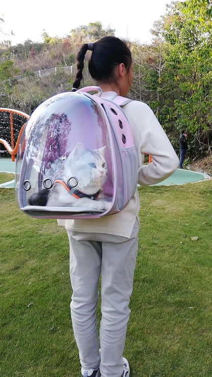 Front Expandable Cat Backpack Carrier, Fit up to 20 lbs, Space Capsule Bubble - Image 6