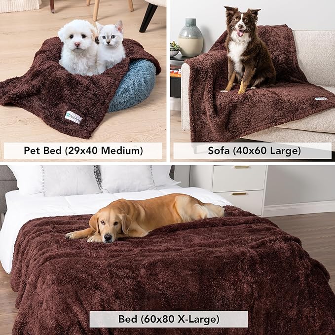 PetAmi Dog Blanket for Small Medium Dogs Brown, Fluffy Soft Puppy Blanket - Image 5