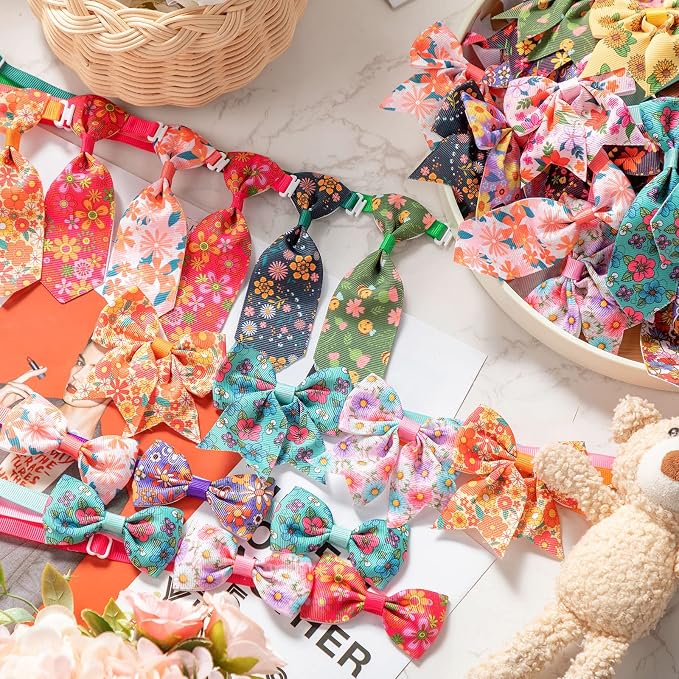 Reginary 100 Pieces Dog Bow Tie Collar Set Include 40 Dog Neckties, and 30 - Image 4
