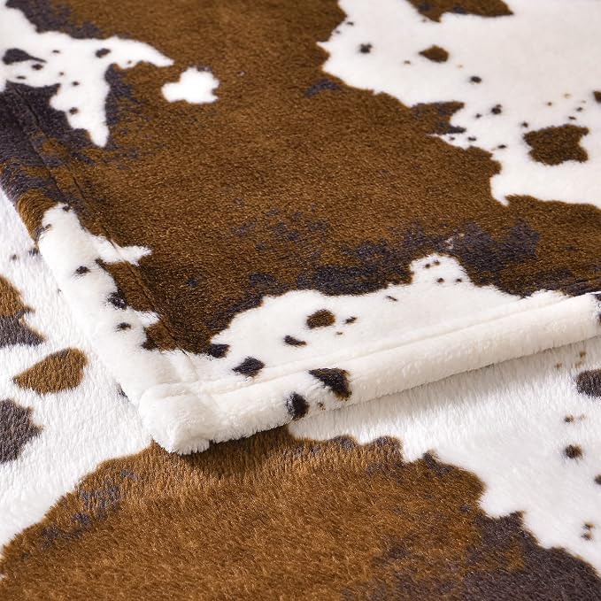 Bnuitland Brown Cow Print Throw Blanket - Image 8