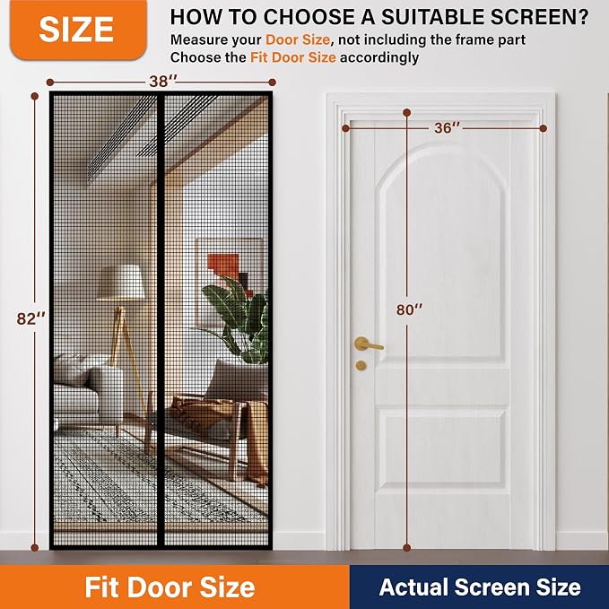 Magnetic Screen Door，Fiberglass Screen Door Mesh，Keep Bugs Out, Heavy-Duty Mesh - Image 2