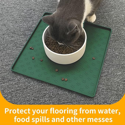Ptlom Pet Placemat for Dog and Cat, Waterproof Silicone Pet Feeding Bowl Mats - Image 5