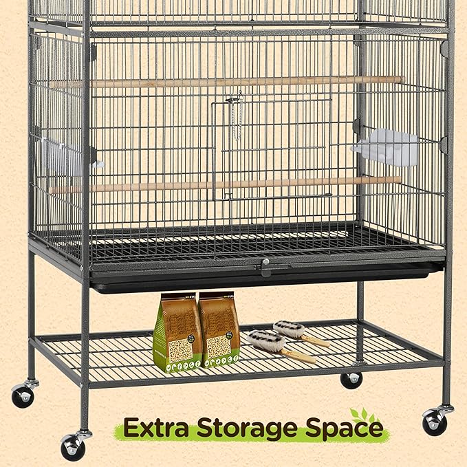 Yaheetech 52-inch Wrought Steel Standing Large Flight King Bird Cage - Image 6