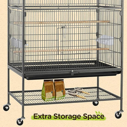 Yaheetech 52-inch Wrought Steel Standing Large Flight King Bird Cage - Image 6