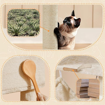 Yaheetech 64.5in Cat Tree Cat Tower Scratching Post, Plush Cover Cat Condo Bed - Image 7