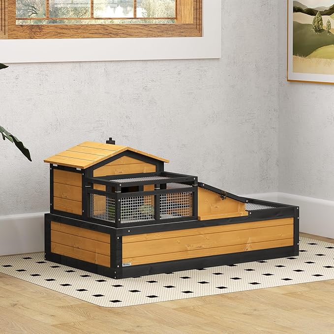 PawHut 3- Room Tortoise House Habitat - Image 2