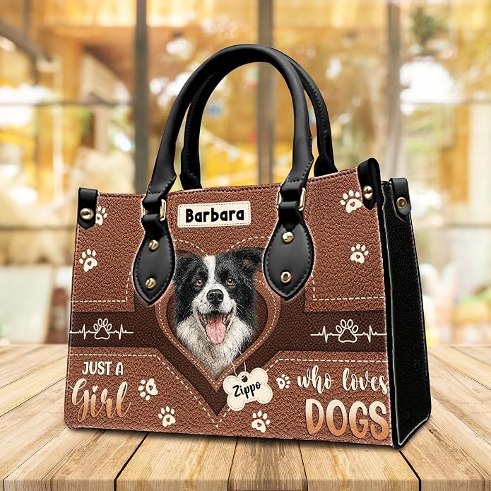 Personalized Pet Mom Leather Handbag – Custom Name Dog Cat Photo Purse - Image 5