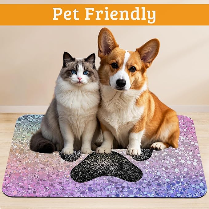 Pet Feeding Mat, Dog Paw Absorbent Dog Cat Food Mat Dog Mat - Image 2