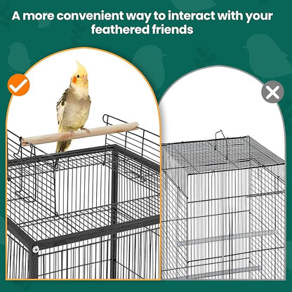 Yaheetech 35 inch Wrought Iron Bird Cage w/Play Open Top and Rolling Stand - Image 4