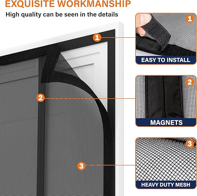 Double Door Fiberglass Magnetic Screen Door，Screen Door Mesh，Keep Bugs Out - Image 4