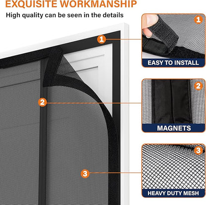 Double Door Fiberglass Magnetic Screen Door，Screen Door Mesh，Keep Bugs Out - Image 4