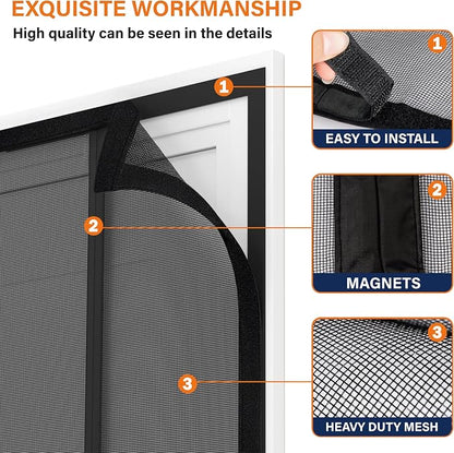 Double Door Fiberglass Magnetic Screen Door，Screen Door Mesh，Keep Bugs Out - Image 4