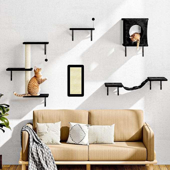NUNU LAB Cat Wall Shelves Set, Scratching Post, Wall Shelves - Image 2