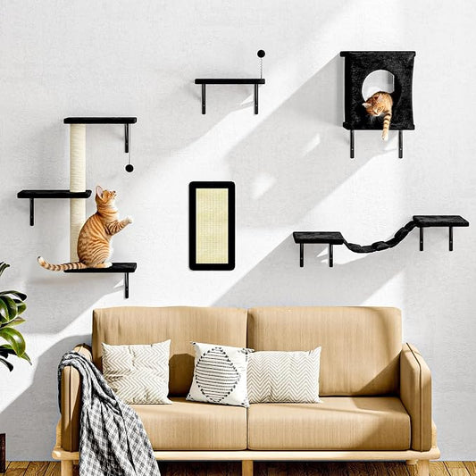 NUNU LAB Cat Wall Shelves Set, Bridge Ladder, Scratching Post, Indoor Cat - Image 2
