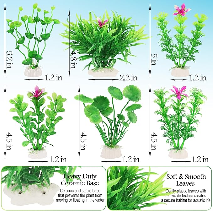 MyLifeUNIT Fish Tank Decorations, 7 Pieces Aquarium Plants Set - Image 6