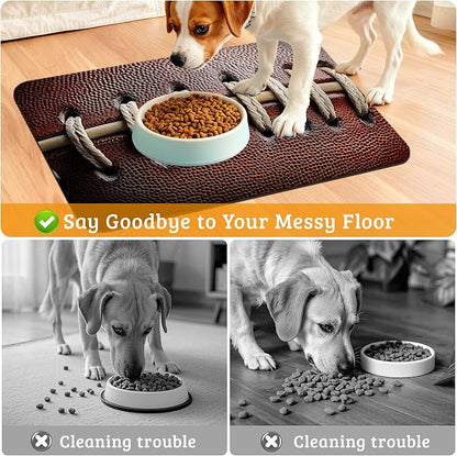 Football Texture Feeding Mat, Laces Stripes Absorbent Quick-Dry Cat Dog Food - Image 4
