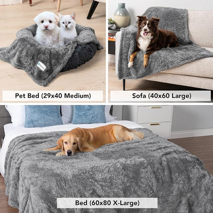 PetAmi Dog Blanket for Large Medium Dogs Grey, Fluffy Soft Puppy Blanket - Image 5