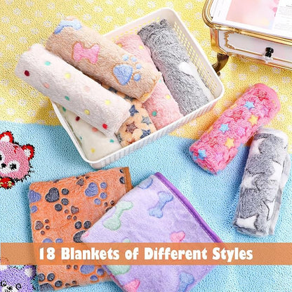 Chumia 18 Pcs Fleece Pet Blanket Soft Warm Sleep Mat Fluffy Cute Puppy Supplies - Image 7