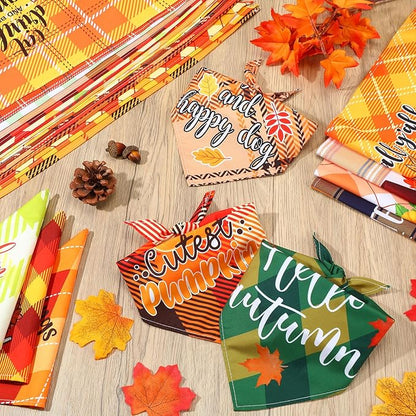 Sweetude 100 Pcs Fall Dog Bandanas Bulk Plaid Bandanas - Image 2