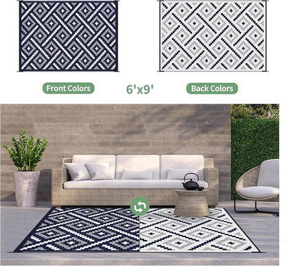 GENIMO Outdoor Rug for Patio Clearance, Reversible Plastic Straw Rugs for RV - Image 3