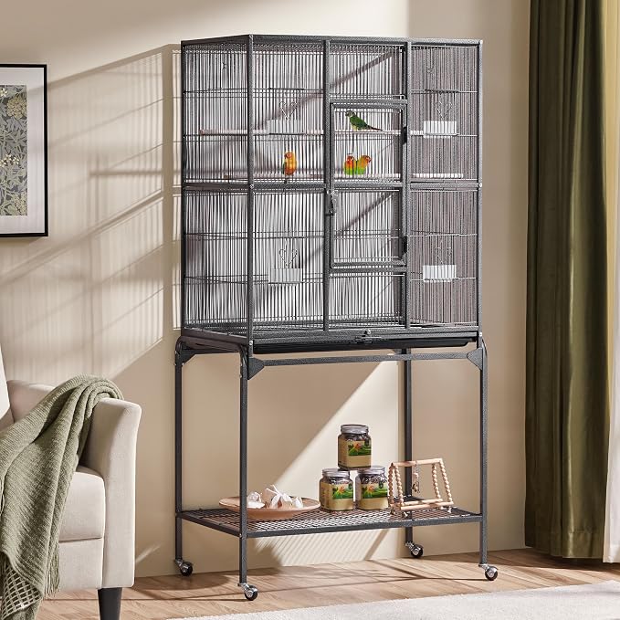 Yaheetech 63-Inch Wrought Iron Rolling Large Bird Cage - Image 2