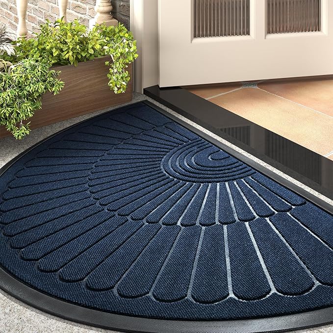 tchdio Door Mat Outdoor Indoor Entrance Doormat-Semicircular Durable Rubber Non by Tchdio