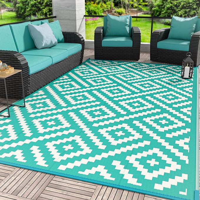 GENIMO Outdoor Rug for Patio Clearance, Reversible Plastic Straw Rugs for RV by GENIMO