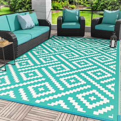 GENIMO Outdoor Rug for Patio Clearance, Reversible Plastic Straw Rugs for RV by GENIMO