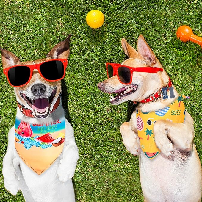Frienda 20 Pcs Summer Spring Dog Bandanas Hawaiian Style Washable Triangle Pet - Image 4